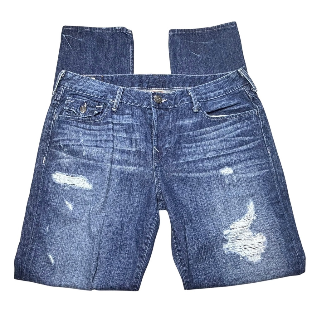 True Religion Cameron Boyfriend Jeans Distressed Blue Denim 31x31 Vintage USA